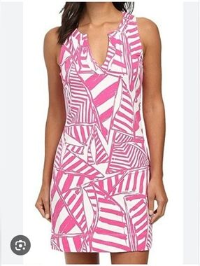 Lilly Pulitzer Pink & White Graphic V-Neck Swim Coverup